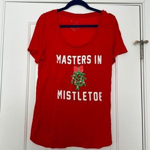 Women's "Masters in Mistletoe" Christmas Sleep T-shirt Size Medium